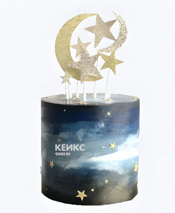 Торт на 9 лет с полумесяцем и звездами Фото