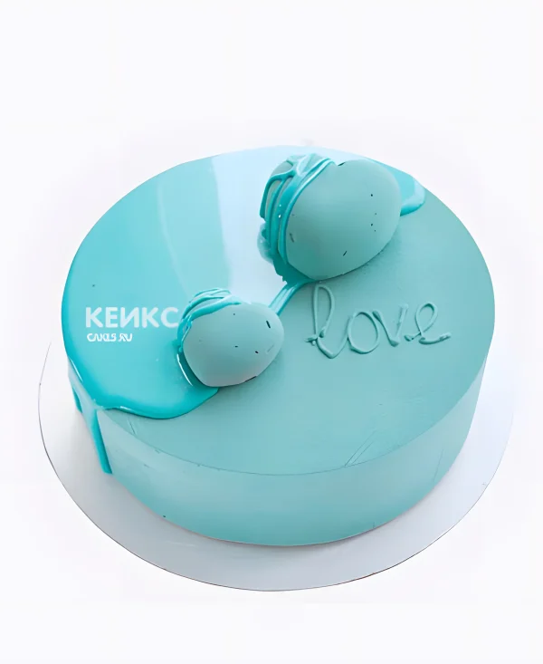 Торт на бирюзовую свадьбу для любящих сердец Фото