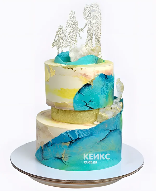 Торт на бирюзовую свадьбу для семьи Фото