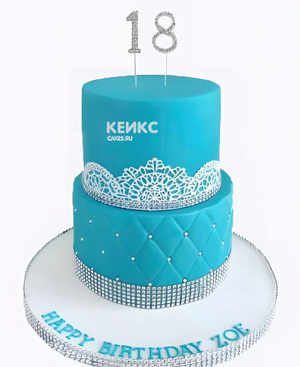Торт на бирюзовую свадьбу из мастики Фото