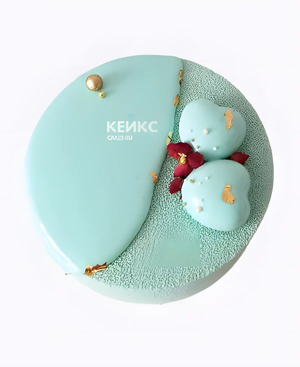 Торт на бирюзовую свадьбу с сердцами Фото