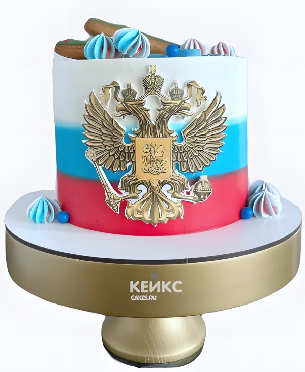 Торт на день России с гербом и безе Фото
