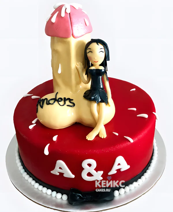 Торт на девичник в красном цвете Фото