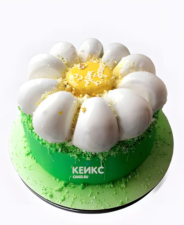 Торт на фаянсовую свадьбу с большой ромашкой Фото