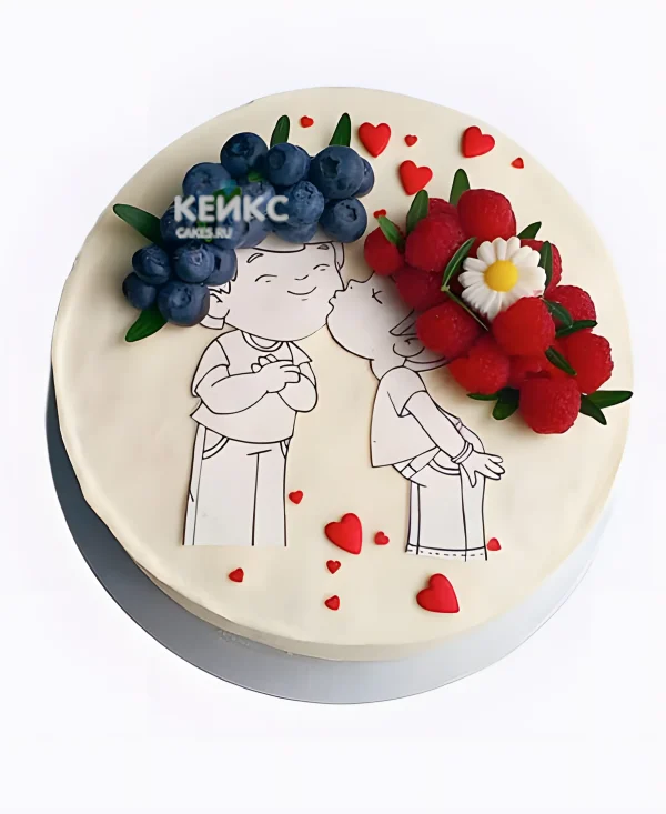 Бенто торт на фаянсовую свадьбу с девочкой и мальчиком Фото