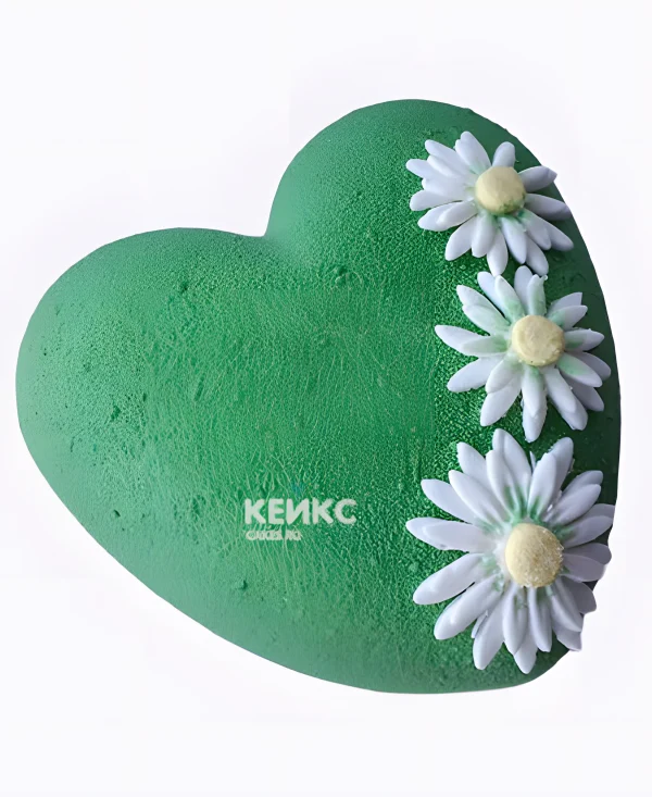 Торт на фаянсовую свадьбу в виде зеленого сердца Фото