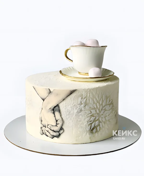 Торт на фарфоровую свадьбу с фотопечатью Фото
