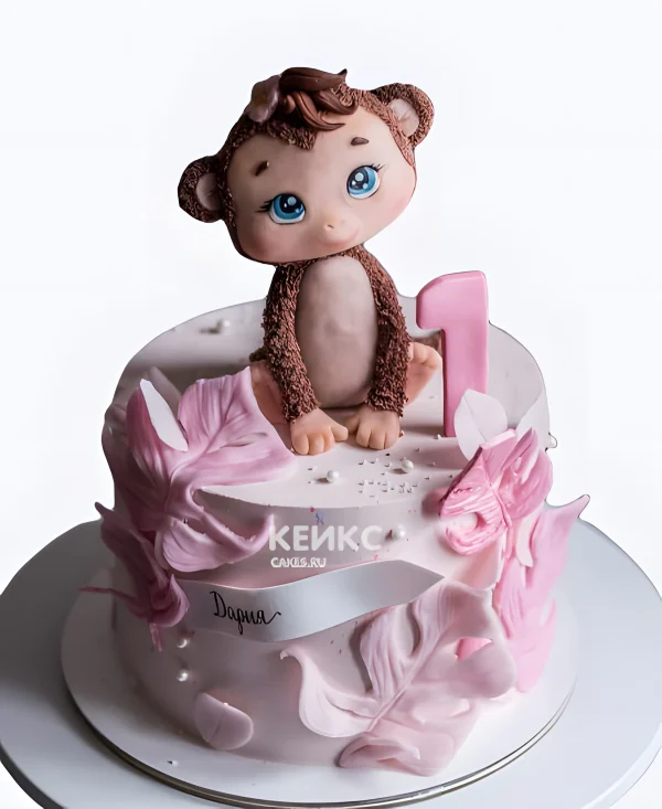 Торт на годик с обезьянкой Фото