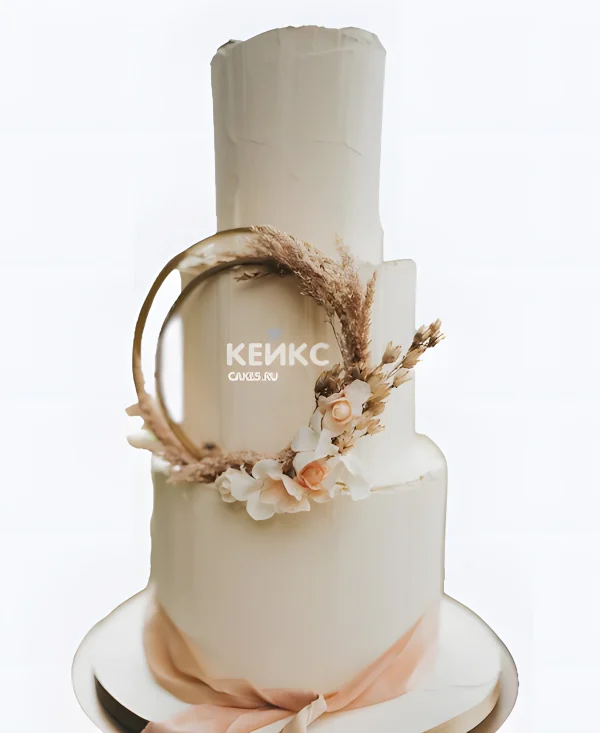 Торт на льняную свадьбу в минималистичном стиле Фото