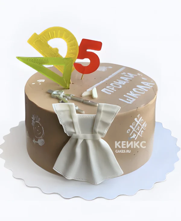 Торт на последний звонок с линейками Фото