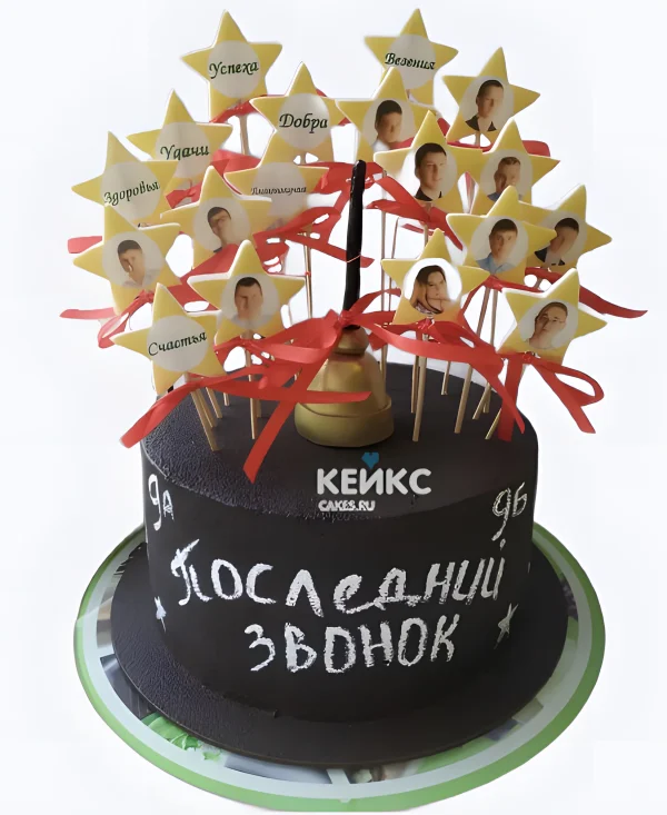 Торт на последний звонок с велюровым покрытием Фото