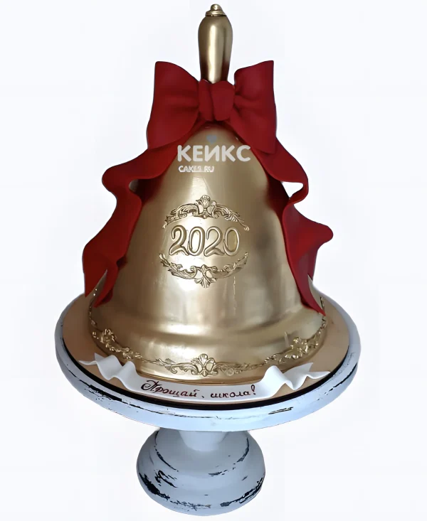 Торт на последний звонок в форме колокольчика Фото