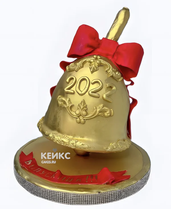 Торт на последний звонок в виде колокольчика Фото