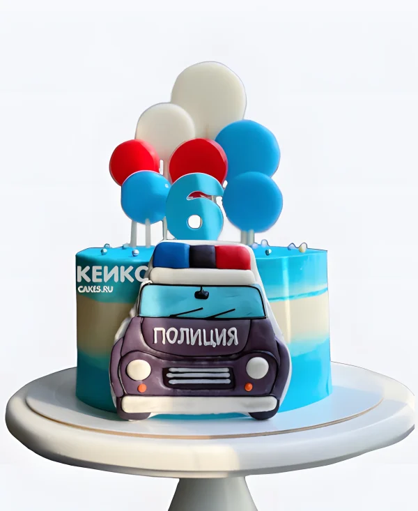 Торт полицейская машина мальчику на 6 лет Фото