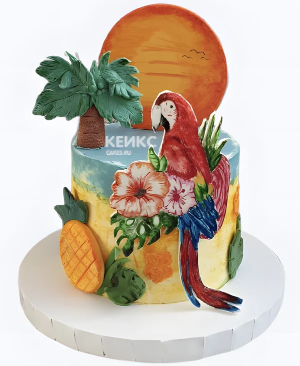 Торт попугай на закате Фото