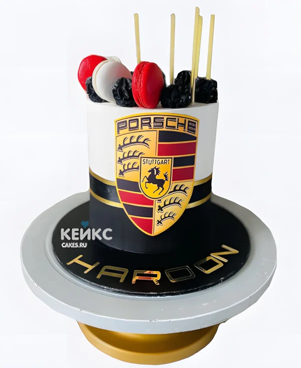 Торт Порше для парня с макаруни Фото