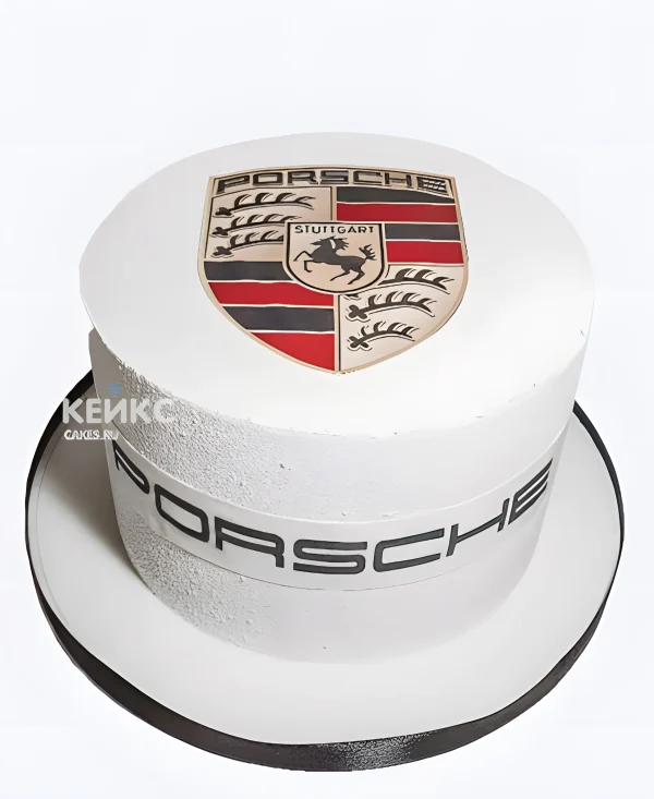 Торт Порше с белым велюровым покрытием Фото