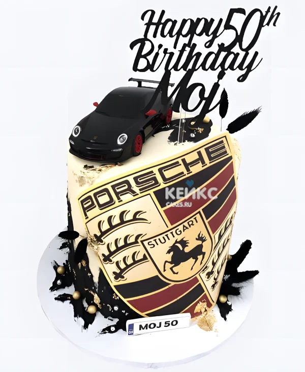 Торт Порше с большой эмблемой Фото