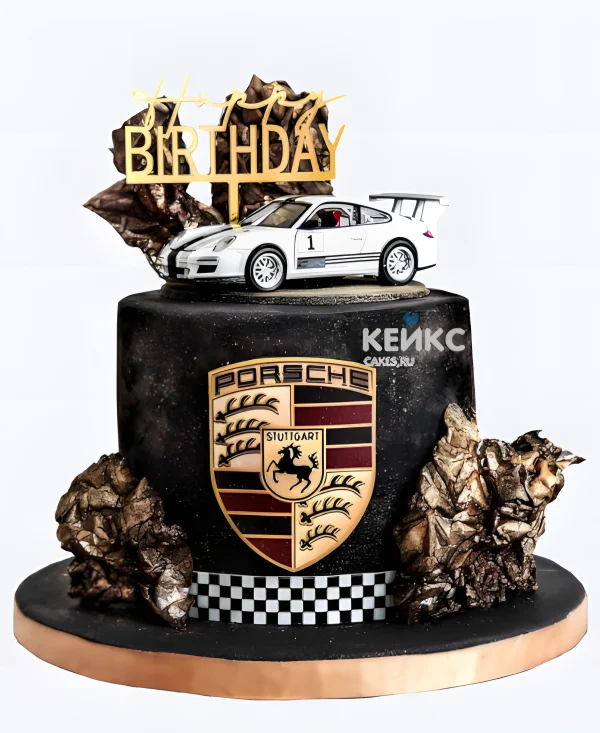 Торт Порше с топпером и фотопечатью Фото