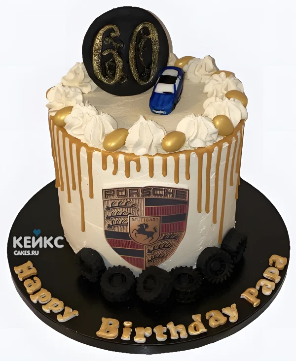 Торт Порше с золотыми брызгами Фото