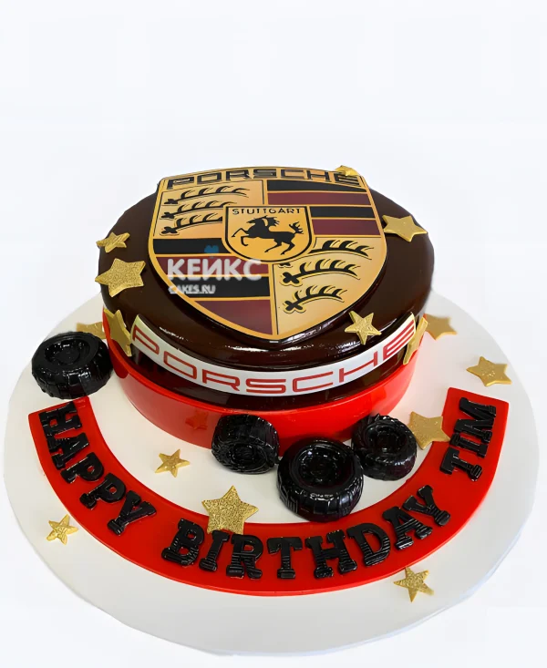 Торт Порше с золотыми звездами Фото
