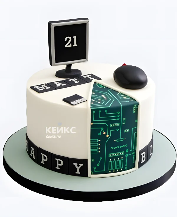 Торт программисту на день рождения с цифрой 21 Фото
