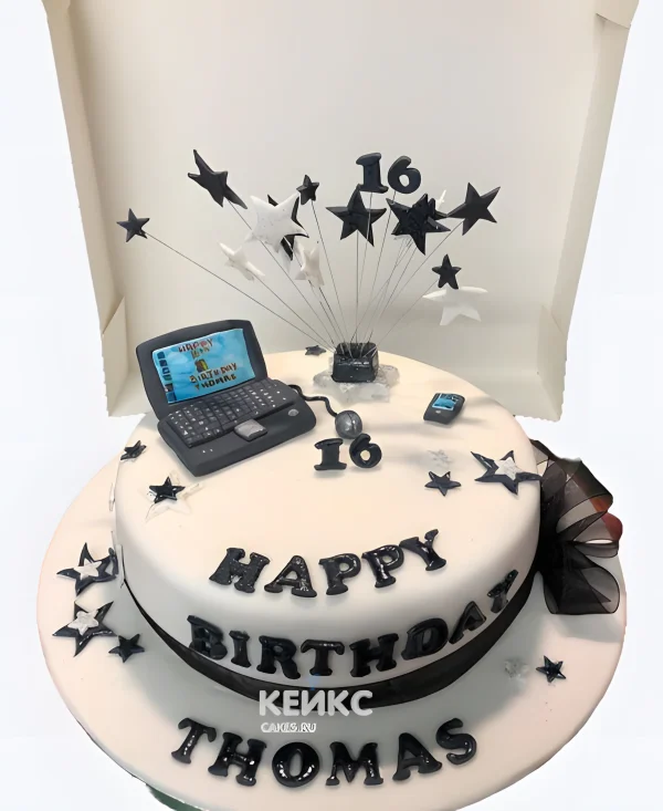 Торт программисту с надписью и звездами Фото