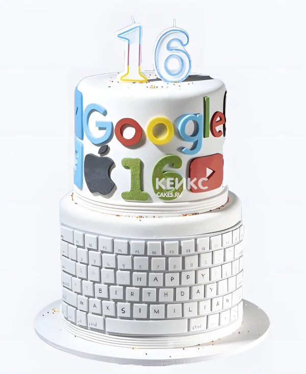 Торт программисту с цифрой и клавиатурой Фото