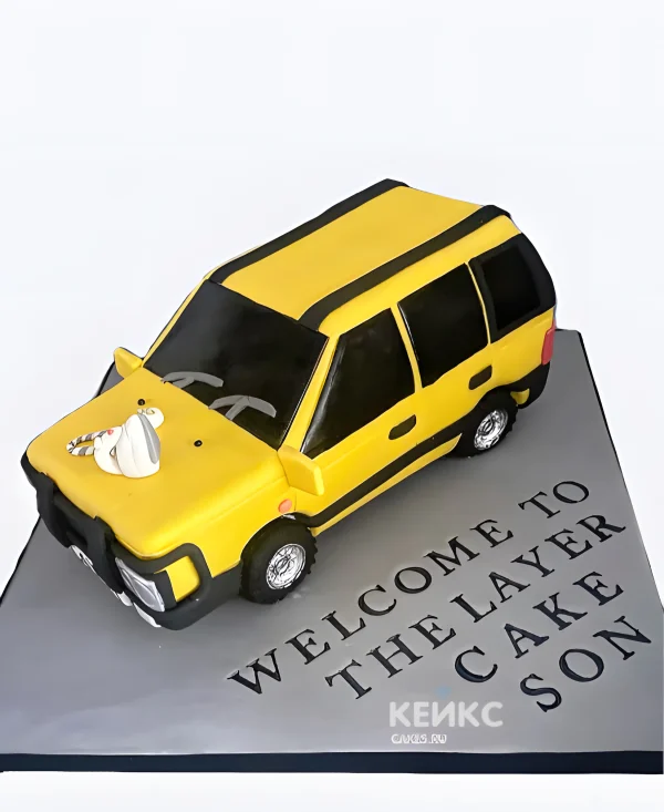 Торт Рендж Ровер желтого цвета Фото