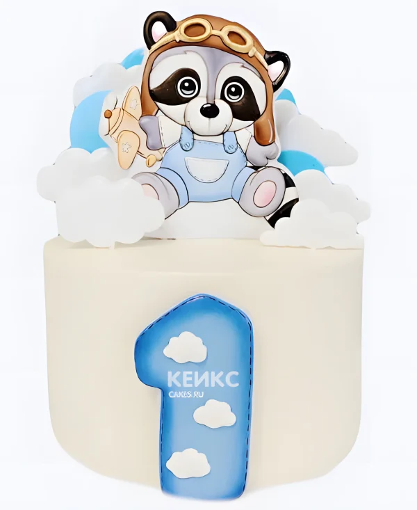 Торт с енотом для мальчика на 1 год Фото