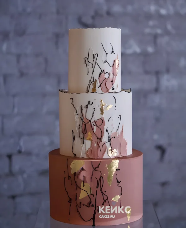 Торт с эстетичным рисунком Фото