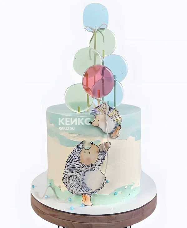 Торт с ежиками и леденцами Фото