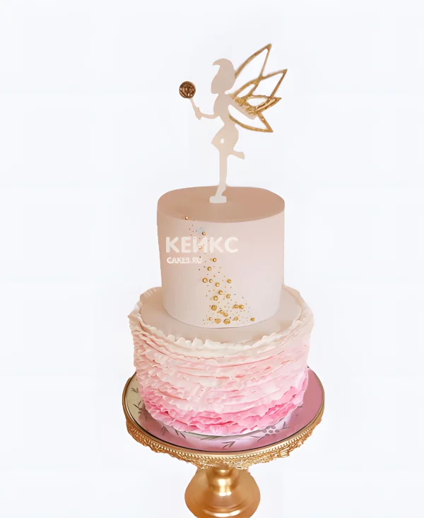 Торт с феей в розовом цвете Фото