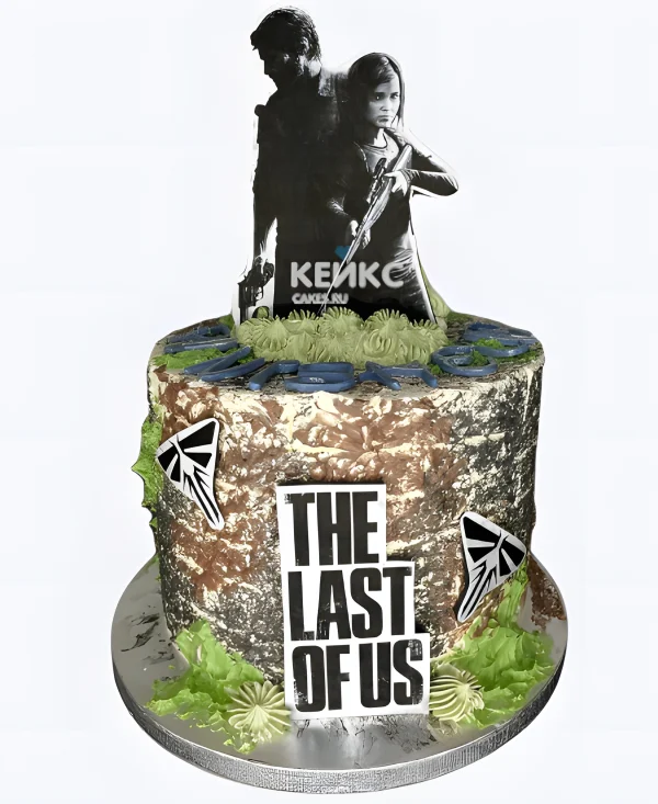 Торт с фотопечатью главных героев из сериала Одни из нас Фото