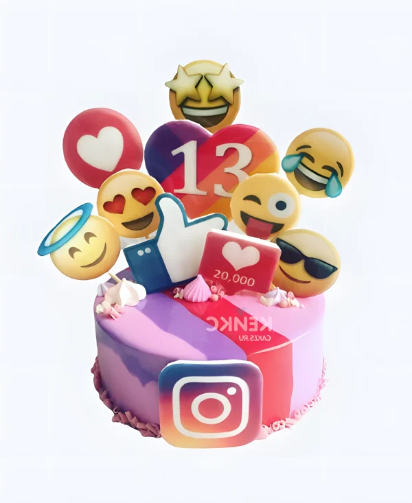 Торт с инстаграм и цифрой Фото