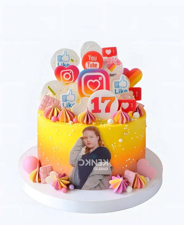 Торт с инстаграмом и фотопечатью Фото