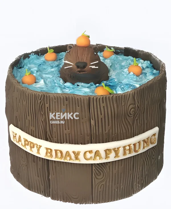 Торт с капибарой и мандаринами Фото