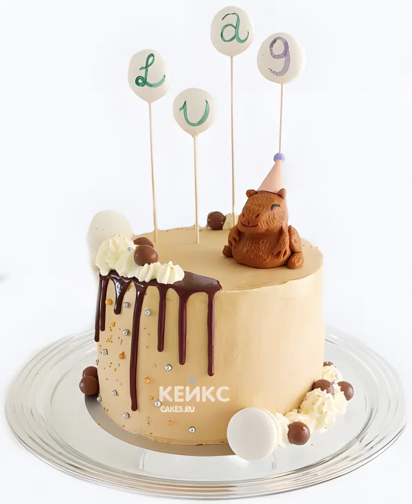Торт с капибарой на день рождения Фото