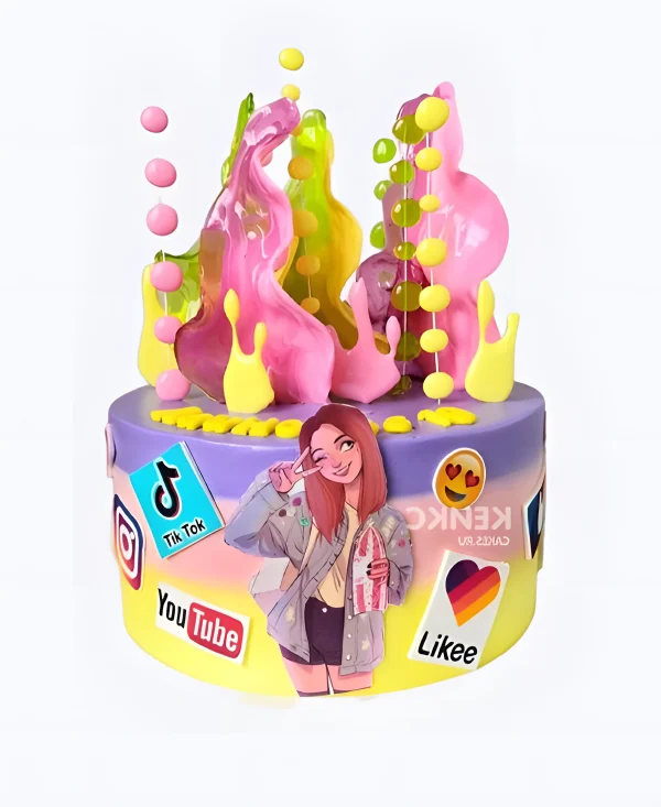 Торт с лайками и глазурью Фото