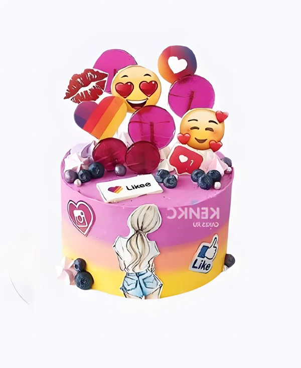 Торт с лайками и голубикой Фото