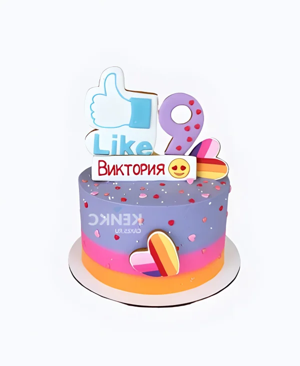Торт с лайками и надписью Фото