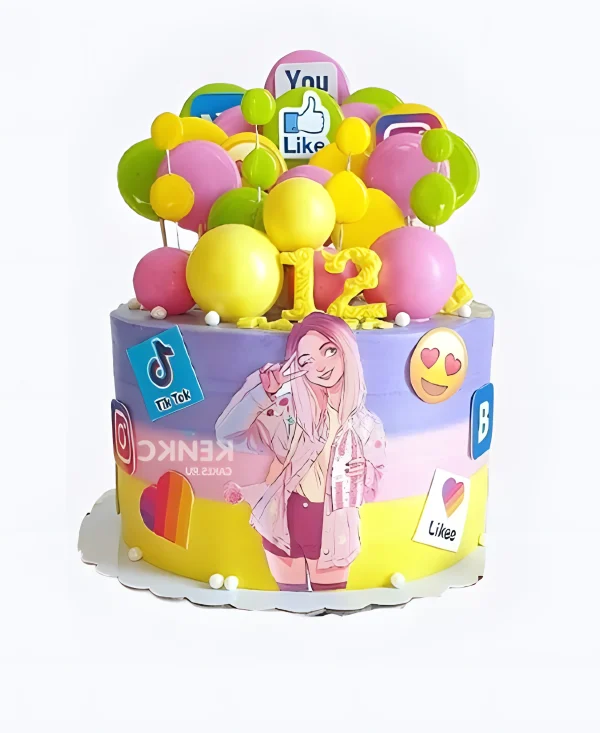 Торт с лайками и шариками Фото