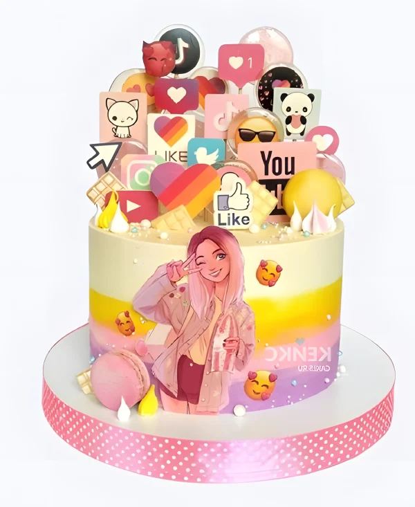 Торт с лайками и смайликами Фото