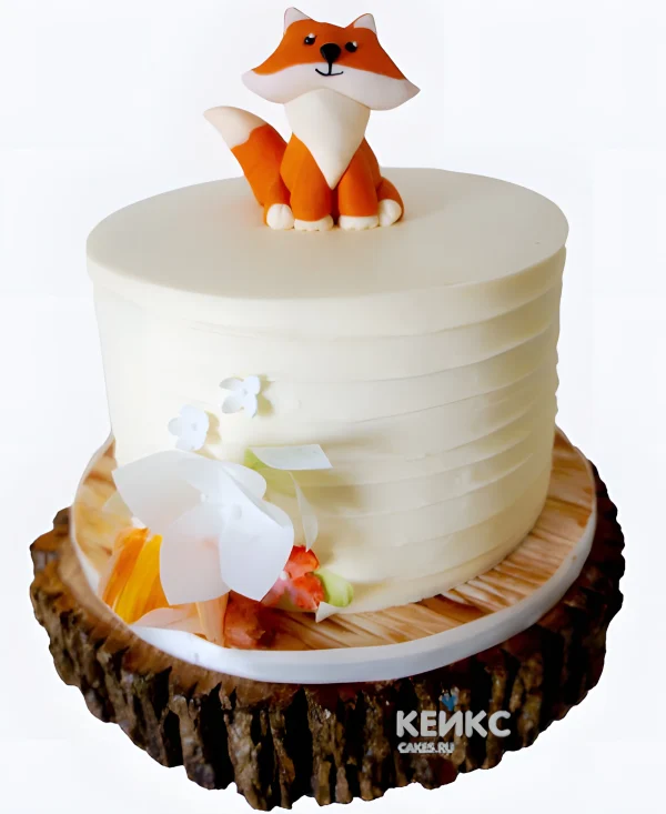 Торт с лисой и цветком Фото
