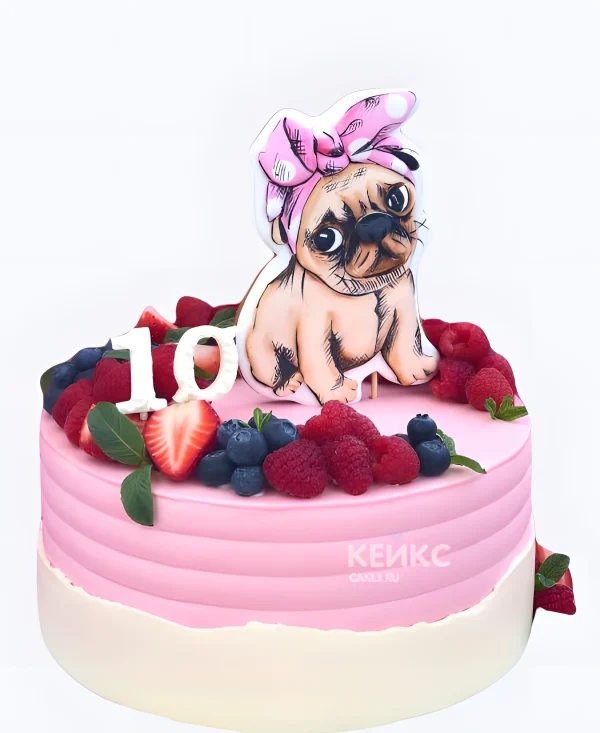 Детский торт с мопсом Фото
