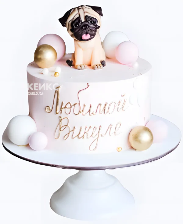 Торт с мопсом для девочки Фото