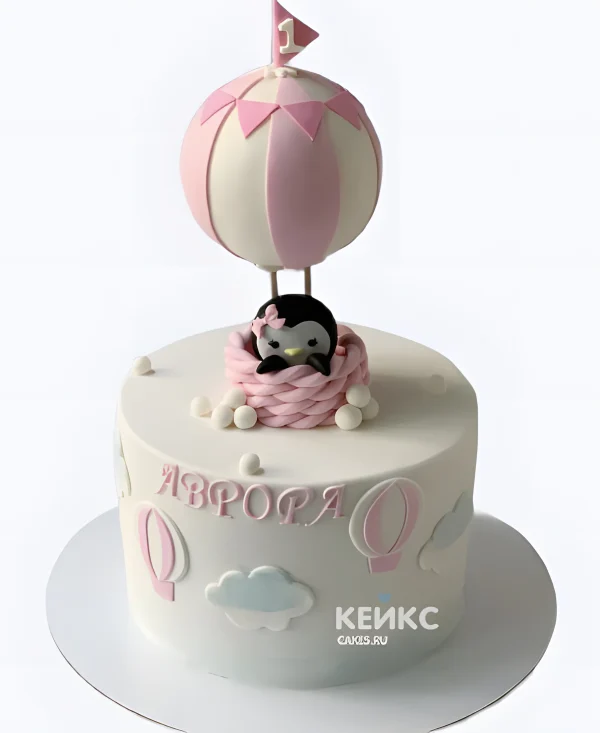 Торт с пингвином в воздушном шаре Фото