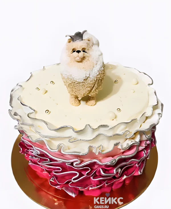 Торт со шпицем и рюшами Фото