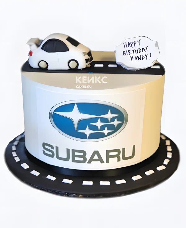 Торт Субару с фигуркой машины Фото