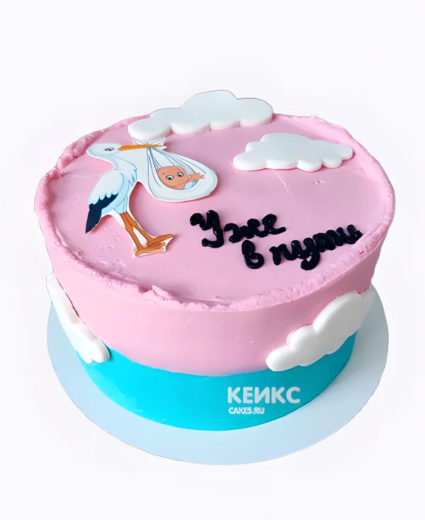 Торт "Уже в пути" с аистом Фото